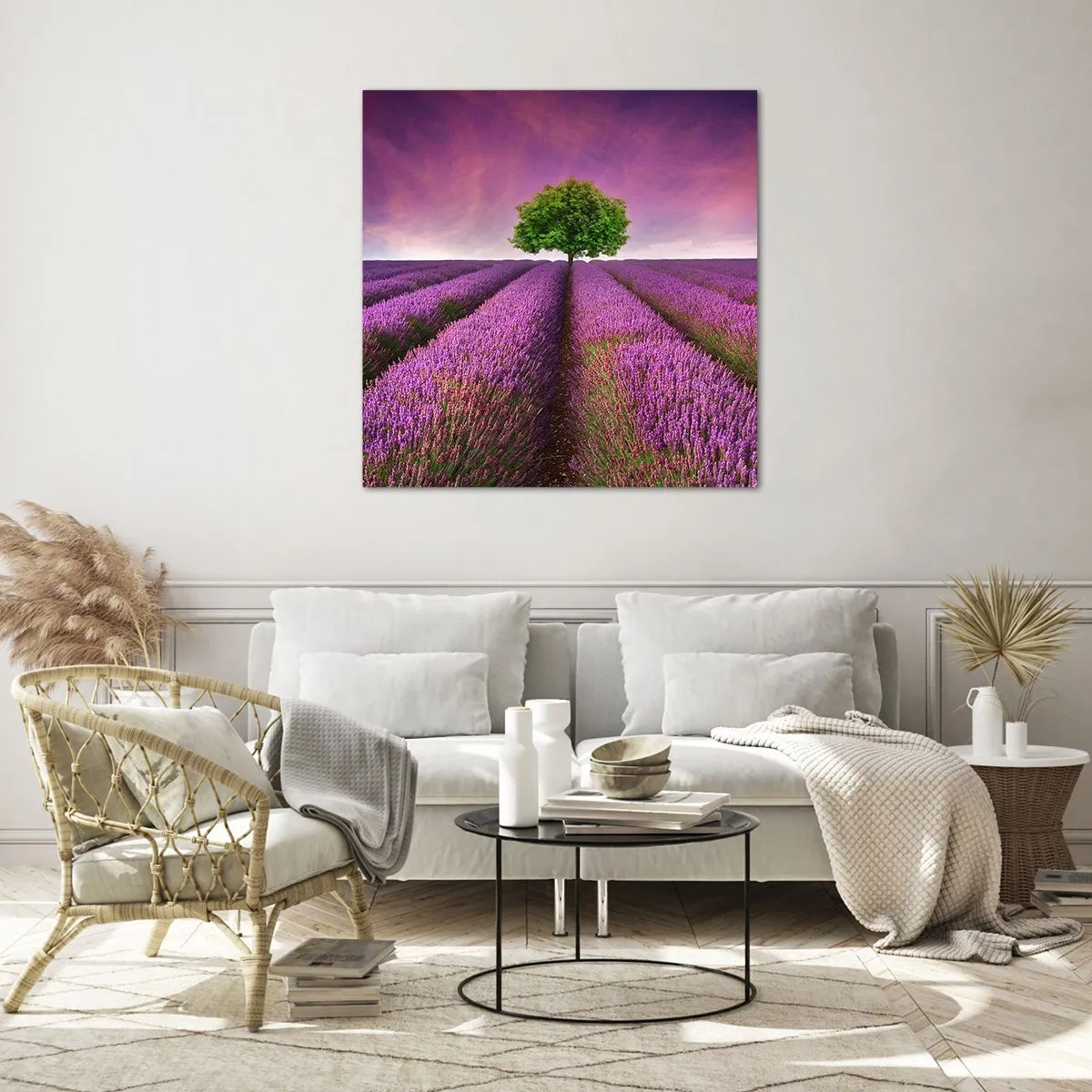 Impression sur verre - Image sur verre - Dans un champs de lavande - 30x30 cm