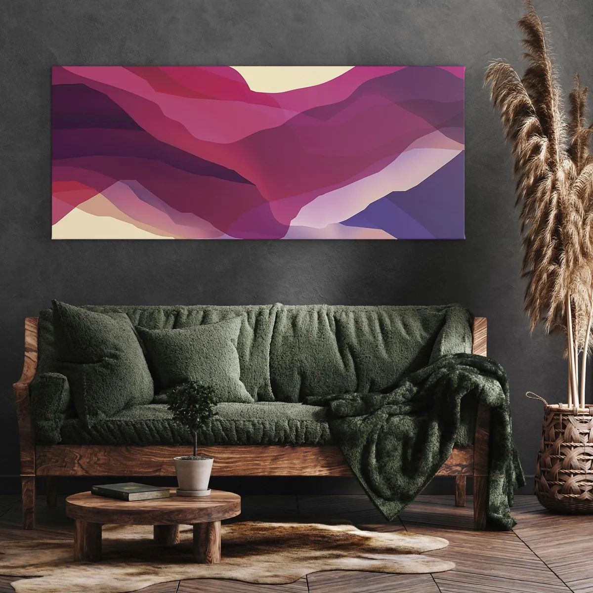 Impression sur toile - Image sur toile - Vagues pourpre - 100x40 cm