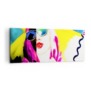 Impression sur toile - Image sur toile - Portrait coloré d'une femme portant des lunettes de soleil - 120x50cm - je ne suis pas blanche et je ne suis pas noire - Décoration murale moderne pour le salon et la chambre ARTTOR