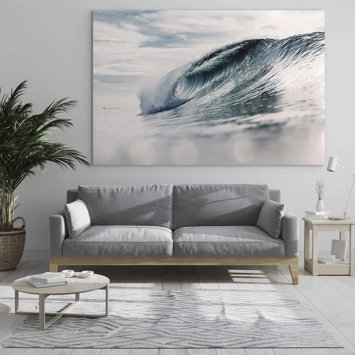 Impression sur verre - Image sur verre - Une puissante vague océanique sous les rayons du soleil - 120x80cm - Pic d'eau - Décoration murale moderne pour le salon et la chambre ARTTOR