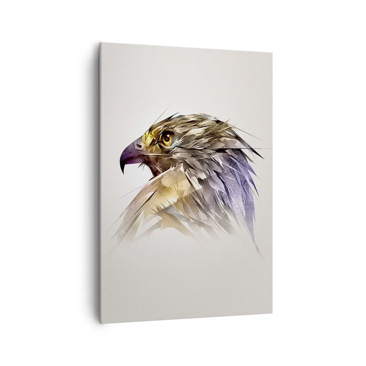 Impression sur toile - Image sur toile - Portrait artistique d'un aigle aux tons pastel - 70x100cm - Portrait d'un guerrier - Décoration murale moderne pour le salon et la chambre ARTTOR