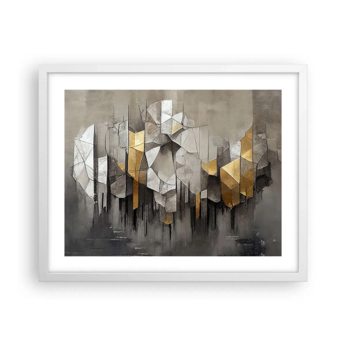 Affiche dans un cadre blanc - Poster - Composition de glace et de lumière - 50x40 cm