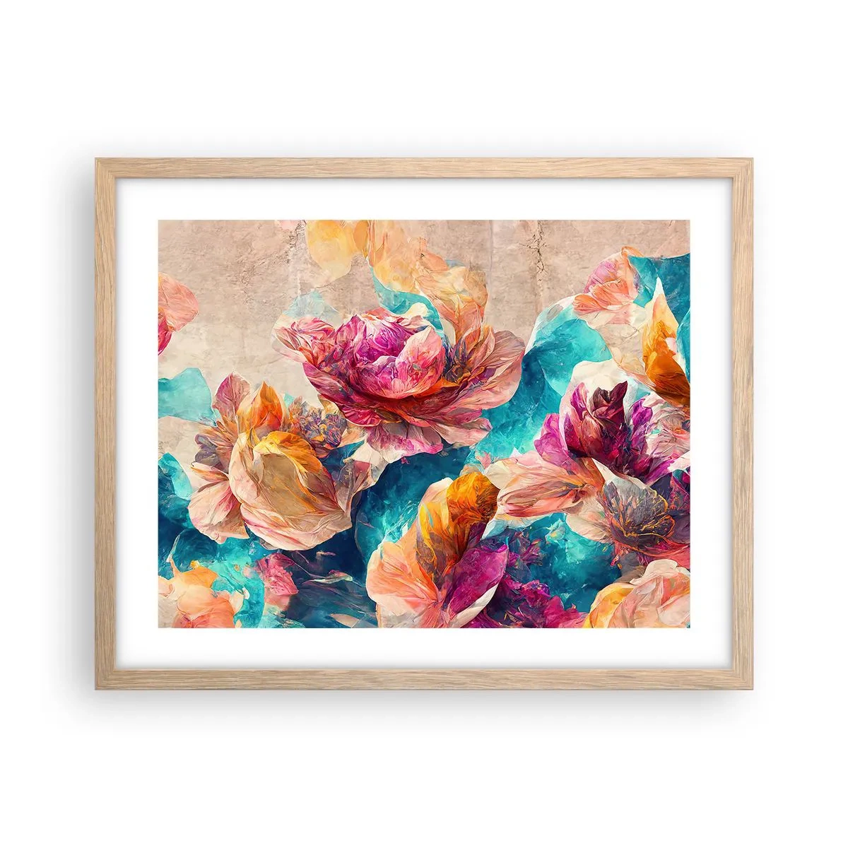 Affiche dans un chêne clair - Poster - Splendeur colorée du bouquet - 50x40 cm