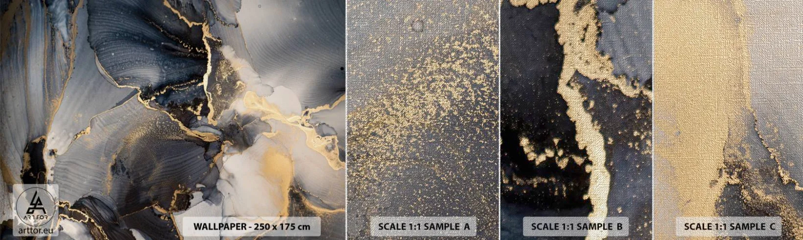 Échantillon de Papier Peint Premium Canvas - La vie de la pierre - Abstraction, Morceau, Art moderne - 100x30 cm
