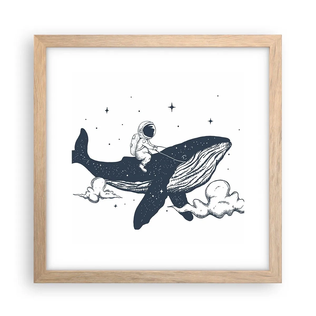 Affiche dans un chêne clair - Poster - Aventure spatiale - 30x30 cm