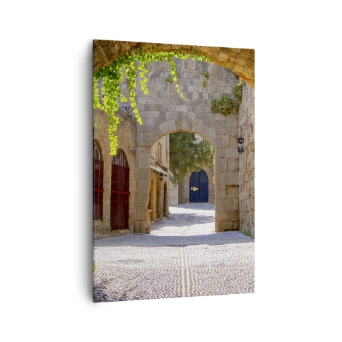 Impression sur toile - Image sur toile - Arches en pierre et rues pavées de style médiéval - 70x100cm - Le cortège apparaîtra bientôt - Décoration murale moderne pour le salon et la chambre ARTTOR