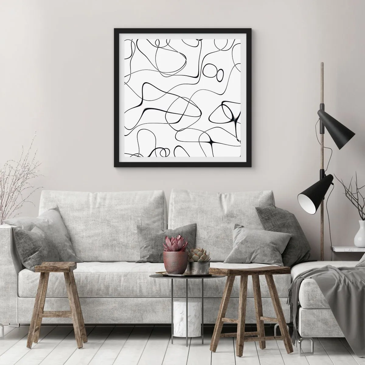 Affiche dans un cadre noir - Poster - Le chemin de la vie, les voies du hasard - 60x60 cm