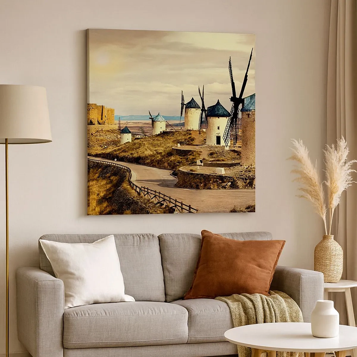 Impression sur toile - Image sur toile - Don Quichotte est sur le point d'arriver - 30x30 cm
