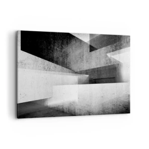 Impression sur toile - Image sur toile - Formes géométriques dans une composition monochrome - 100x70cm - Structure de l'espace - Décoration murale moderne pour le salon et la chambre ARTTOR