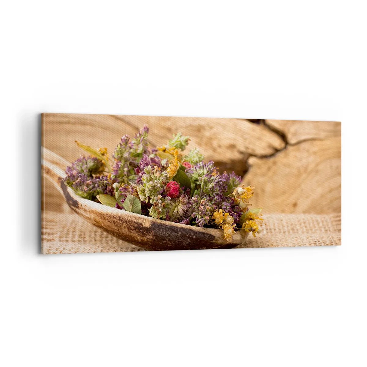 Impression sur toile - Image sur toile - Fleurs colorées et herbes parfumées - 100x40 cm