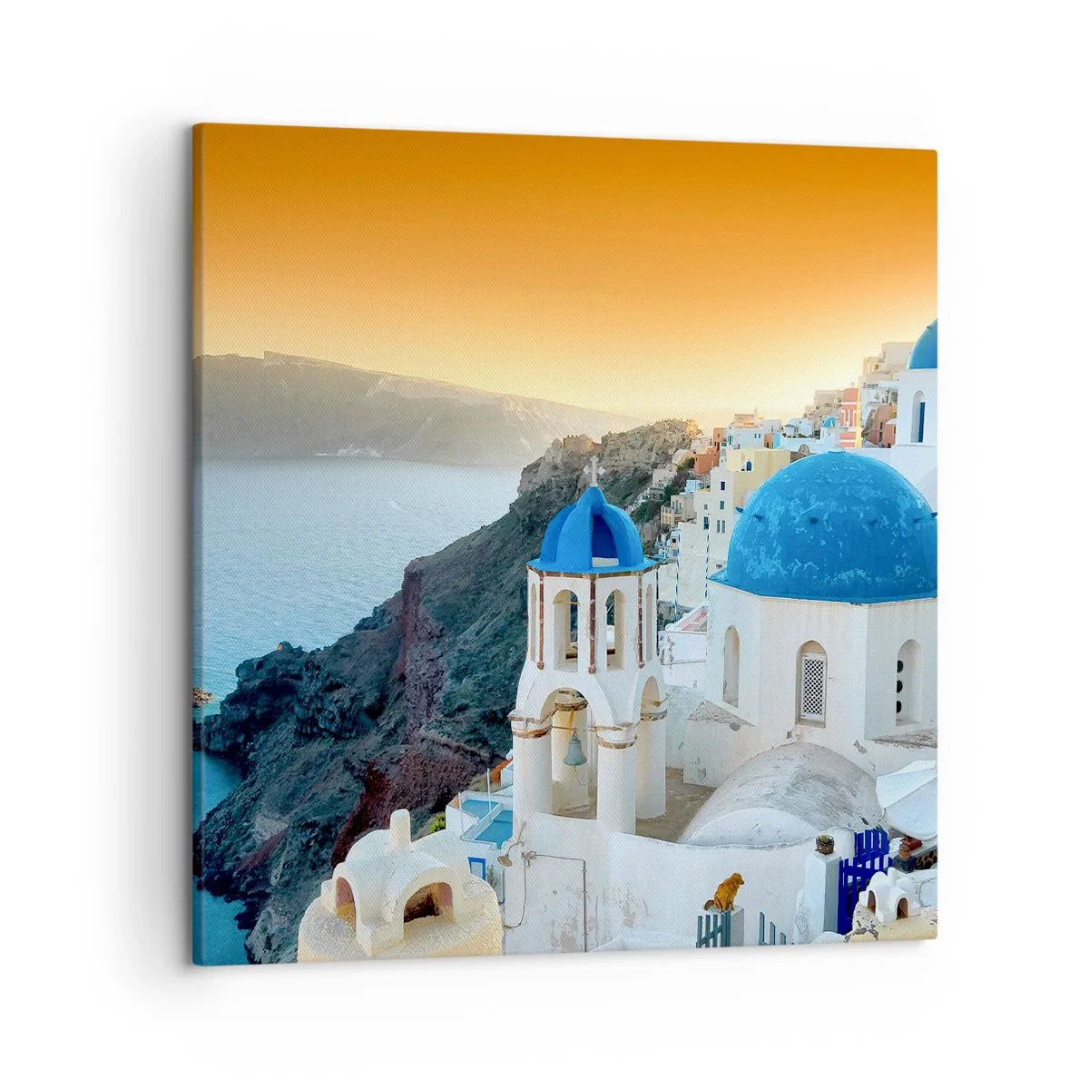 Impression sur toile - Image sur toile - Santorin - blotti contre les rochers - 50x50 cm