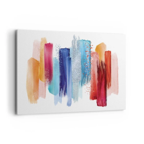 Impression sur toile - Image sur toile - Coups de pinceau colorés sur fond blanc - 120x80cm - En haut et en bas - Décoration murale moderne pour le salon et la chambre ARTTOR