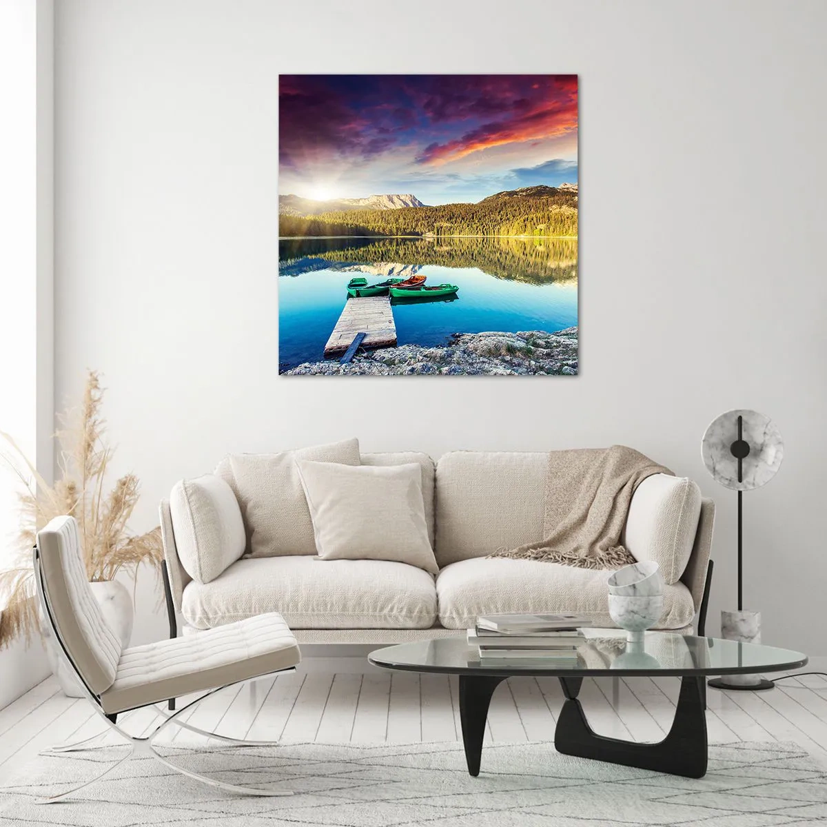 Impression sur verre - Image sur verre - Aussi lisse qu'un miroir au-dessus de l'eau - 30x30 cm