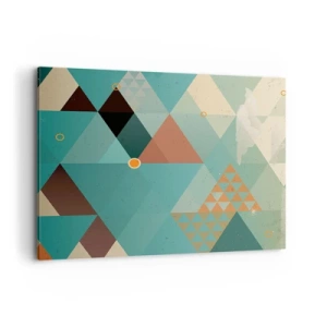 Impression sur toile - Image sur toile - Motifs géométriques dans les tons turquoise et marron - 100x70cm - Unité de la multiplicité, multiplicité de l'unité - Décoration murale moderne pour le salon et la chambre ARTTOR