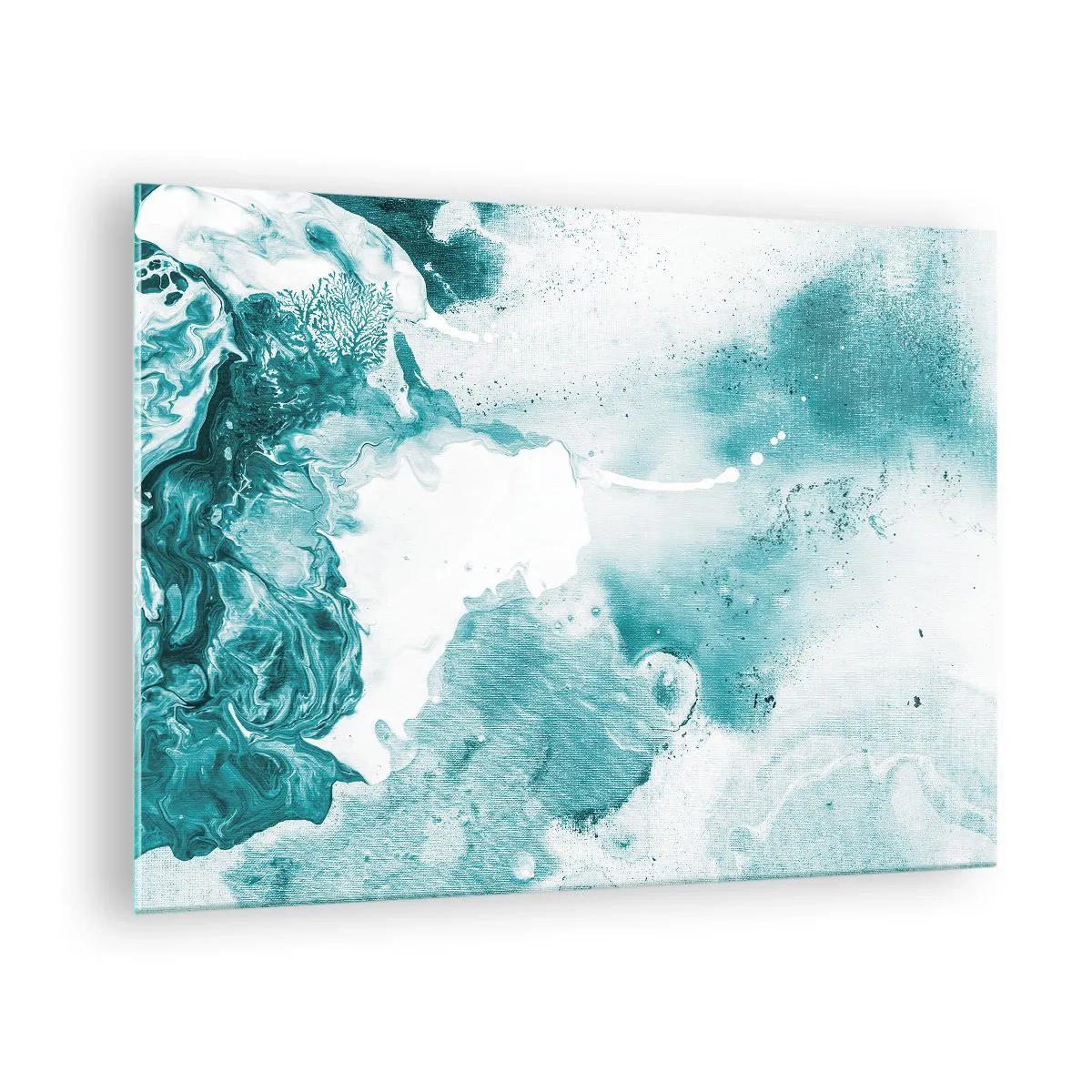 Impression sur verre - Image sur verre - Bassins abstraits de bleu sur un fond de verre - 70x50cm - Marécage bleu - Décoration murale moderne pour le salon et la chambre ARTTOR