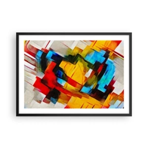 Affiche dans un cadre noir - Poster - Composition géométrique abstraite aux couleurs vives - 70x50cm - Une superposition multicolore - Décoration murale moderne pour le salon et la chambre ARTTOR