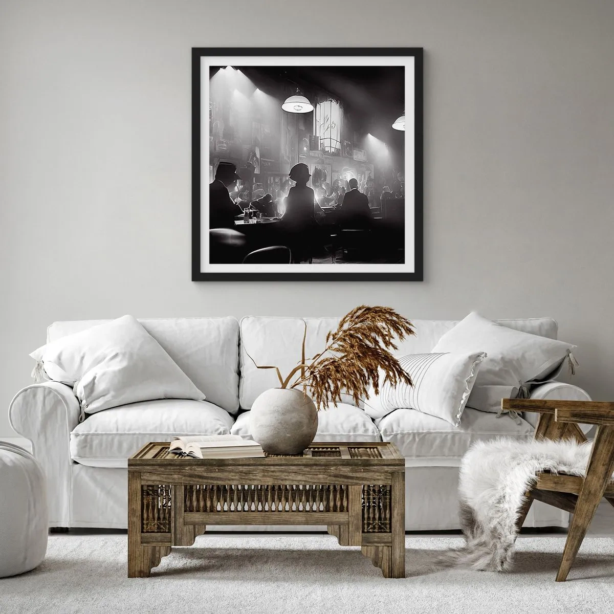 Affiche dans un cadre noir - Poster - Dans une ambiance jazz - 60x60 cm
