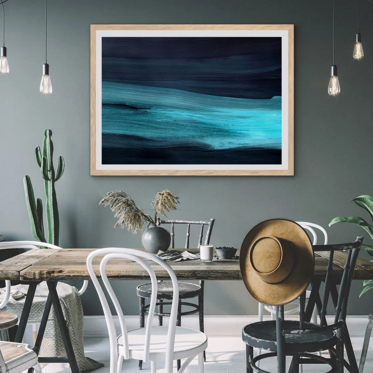 Affiche dans un chêne clair - Poster - Suivez le courant - 40x30 cm