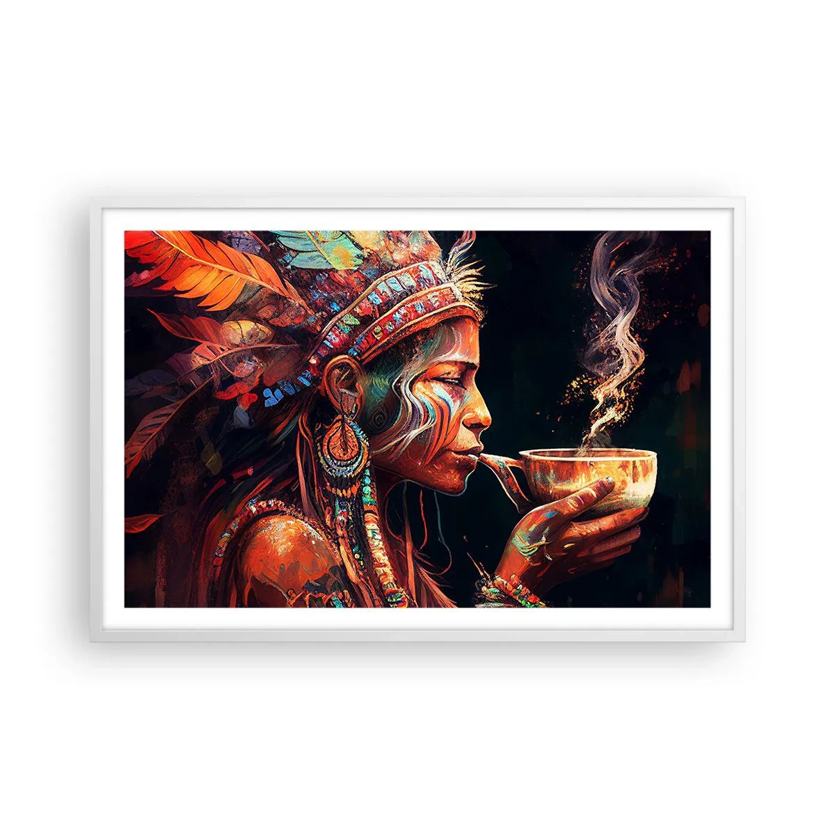 Affiche dans un cadre blanc - Poster - Rituel magique - 91x61 cm