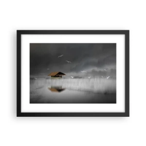 Affiche dans un cadre noir - Poster - A l'abri de la pluie - 40x30 cm