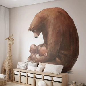 Papier Peint Photo Premium Canvas - Faites de beaux rêves les enfants - Pour les enfants, Ours, Famille - 150x105 cm