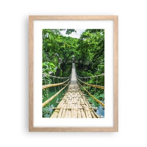 Affiche dans un chêne clair - Poster - Pont de singe en pleine nature - 30x40 cm