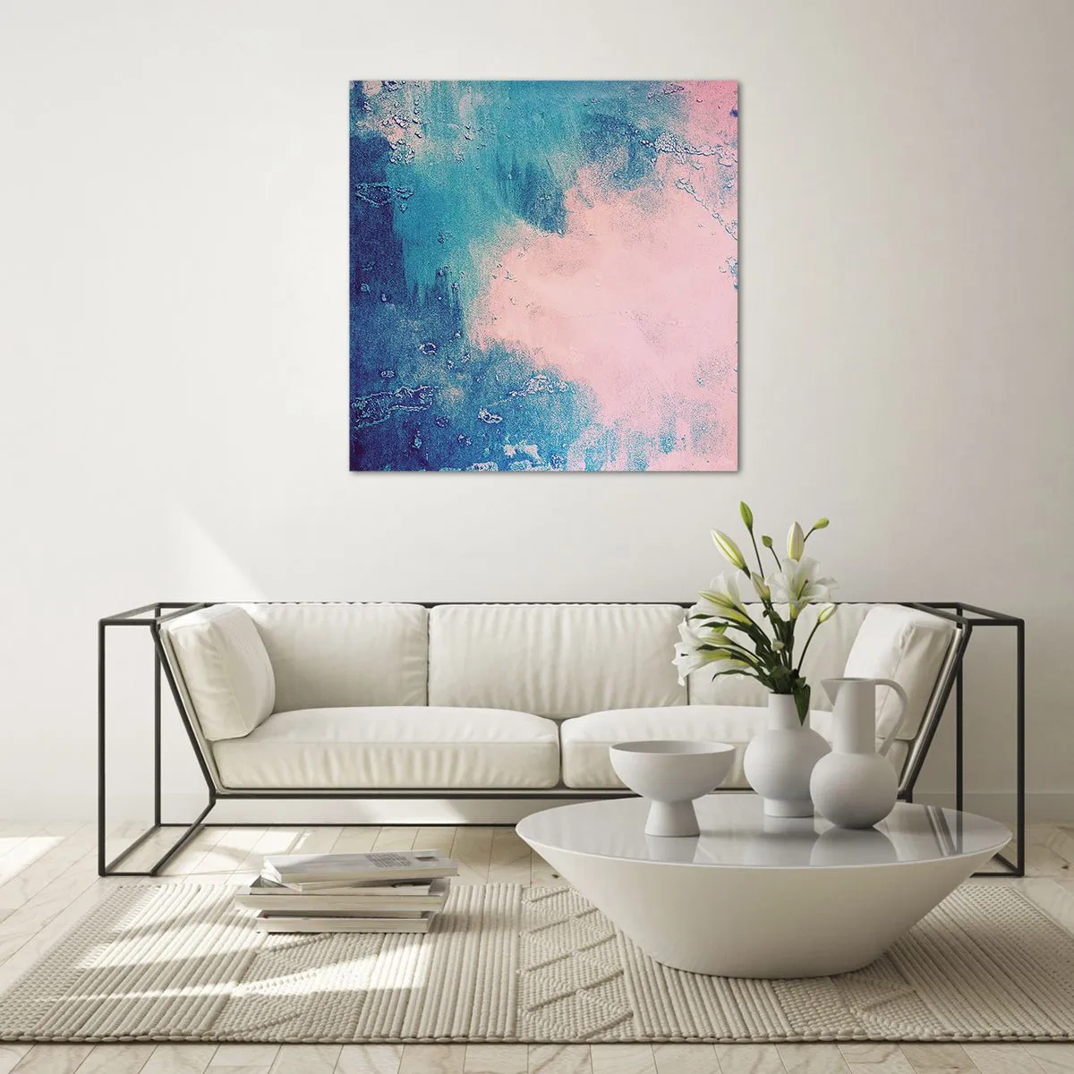 Impression sur verre - Image sur verre - Etreintes bleues - 30x30 cm