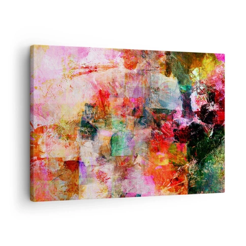 Impression sur toile - Image sur toile - Une composition abstraite aux tons dominants rose et rouge. - 70x50cm - Un voyage à travers les roses - Décoration murale moderne pour le salon et la chambre ARTTOR