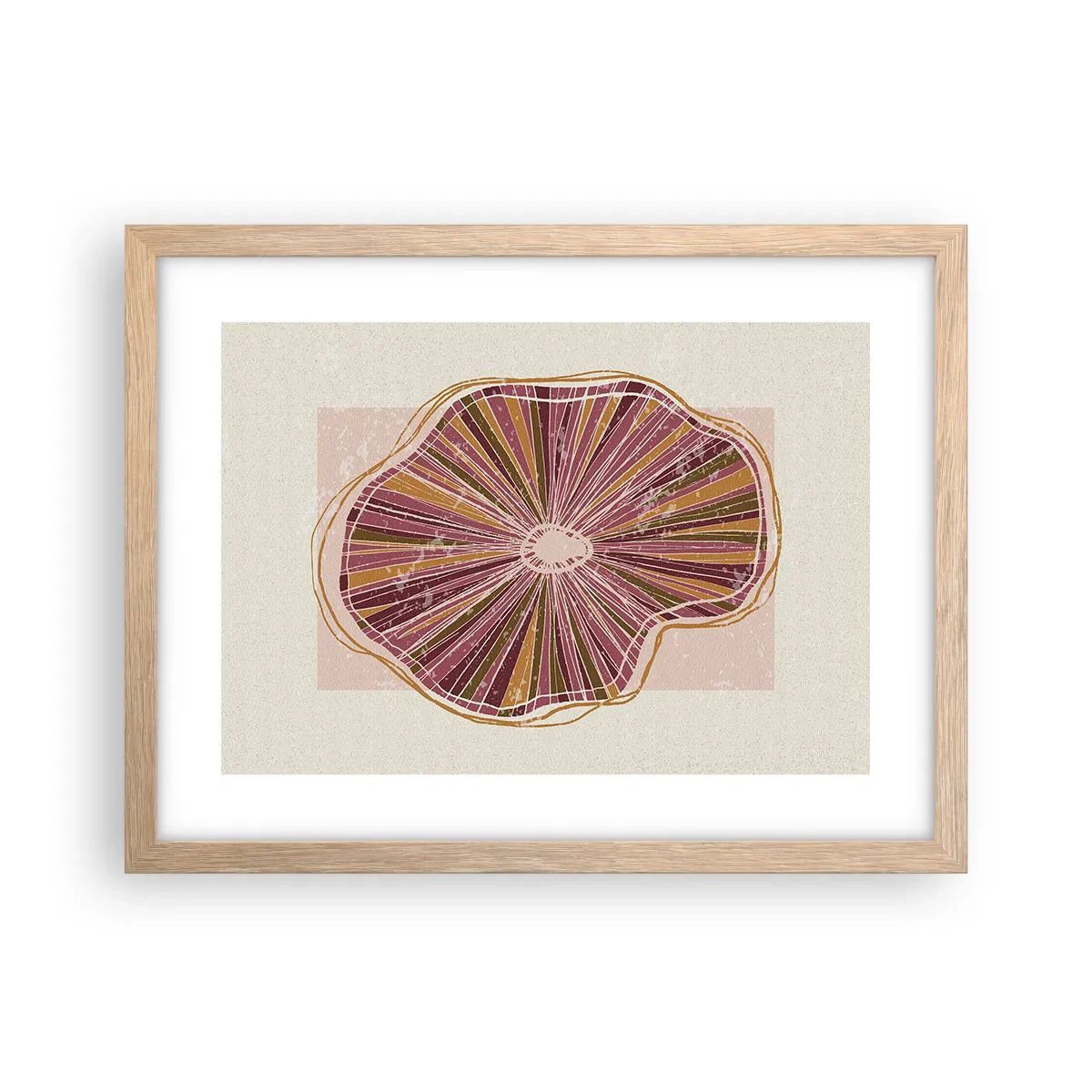 Affiche dans un chêne clair - Poster - Abstraction rayonnante - 40x30 cm