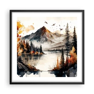 Affiche dans un cadre noir - Poster - Automne doré dans les montagnes - 50x50 cm