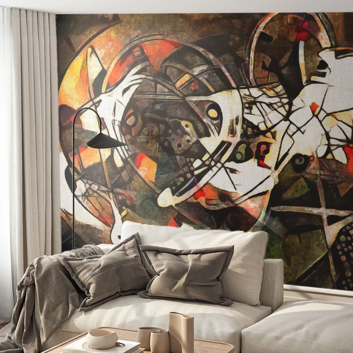 Papier Peint Photo Premium Sand - Vous entendez le mouvement ? - Abstraction, Cubisme, Morceau - 200x140 cm