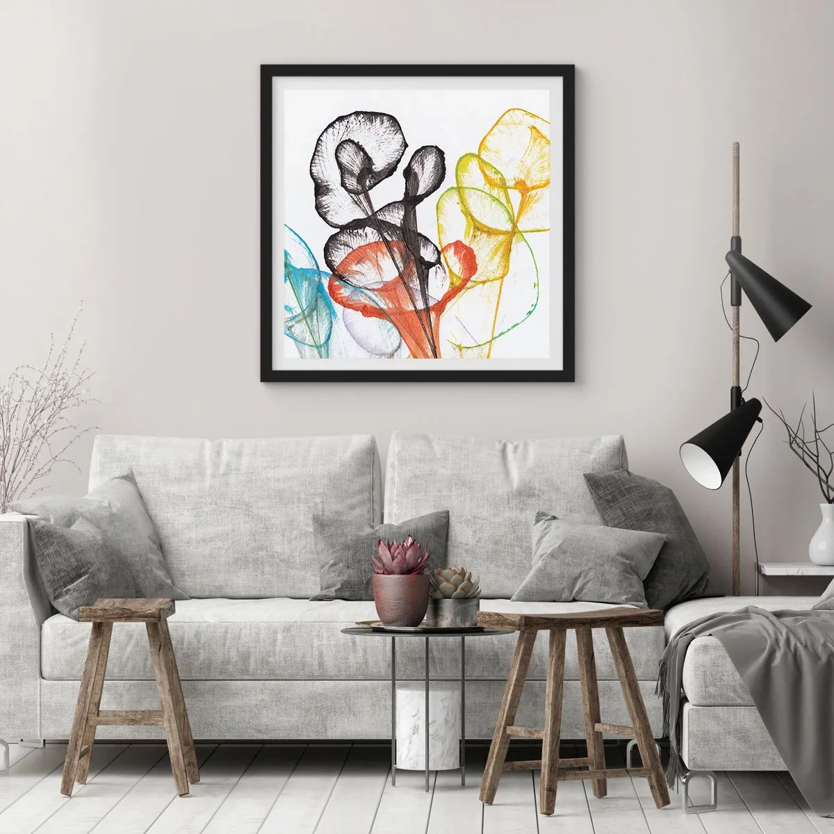 Affiche dans un cadre noir - Poster - Fleurs avec une âme - 60x60 cm