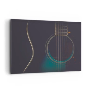 Impression sur toile - Image sur toile - Guitare acoustique dans une lumière sombre et élégante - 100x70cm - Le calme avant la tempête - Décoration murale moderne pour le salon et la chambre ARTTOR