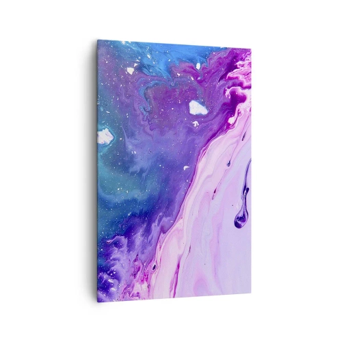 Impression sur toile - Image sur toile - Abstraction aux couleurs violettes et turquoise inspirée des contrastes - 80x120cm - Yin et yang - Décoration murale moderne pour le salon et la chambre ARTTOR