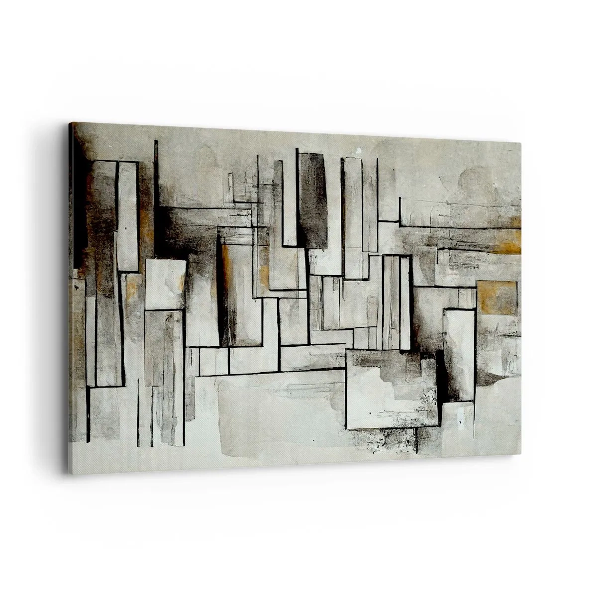 Impression sur toile - Image sur toile - Rectangles abstraits dans les tons de gris et de noir - 100x70cm - Le pouvoir de la simplicité - Décoration murale moderne pour le salon et la chambre ARTTOR