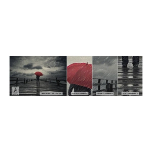 Échantillon de Papier Peint Premium Canvas - Peu importe qu'il pleuve - Jetée en bois, Mer, Marcher sous la pluie - 100x30 cm