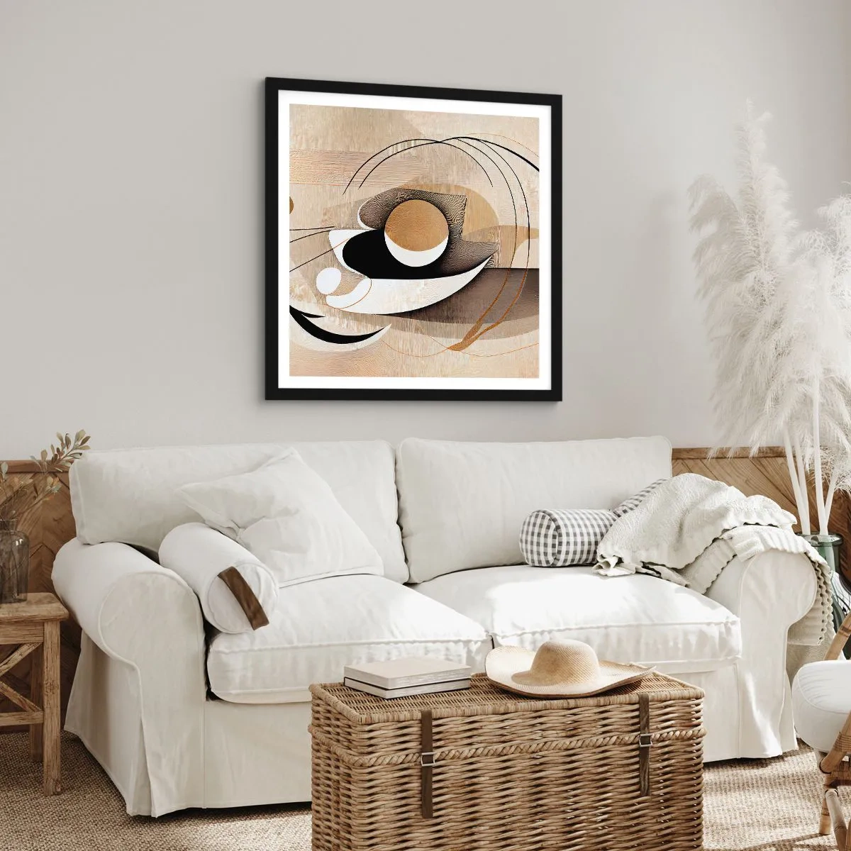 Affiche dans un cadre noir - Poster - Composition : l'essence des choses - 60x60 cm