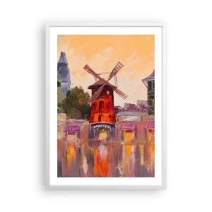 Affiche dans un cadre blanc - Poster - Icones parisiennes – le Moulin rouge - 50x70 cm