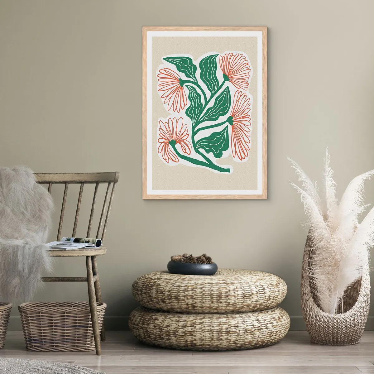 Affiche dans un chêne clair - Poster - Folk et moderne - 30x40 cm