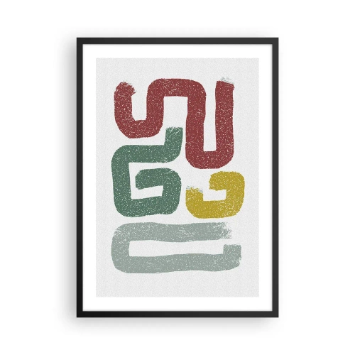 Affiche dans un cadre noir - Poster - Formes abstraites dans des tons terreux sur un fond clair - 50x70cm - Dans une langue inconnue - Décoration murale moderne pour le salon et la chambre ARTTOR