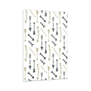 Impression sur verre - Image sur verre - Un motif minimaliste avec des flèches aux couleurs beige et grise. - 80x120cm - Le rêve de l'archer - Décoration murale moderne pour le salon et la chambre ARTTOR