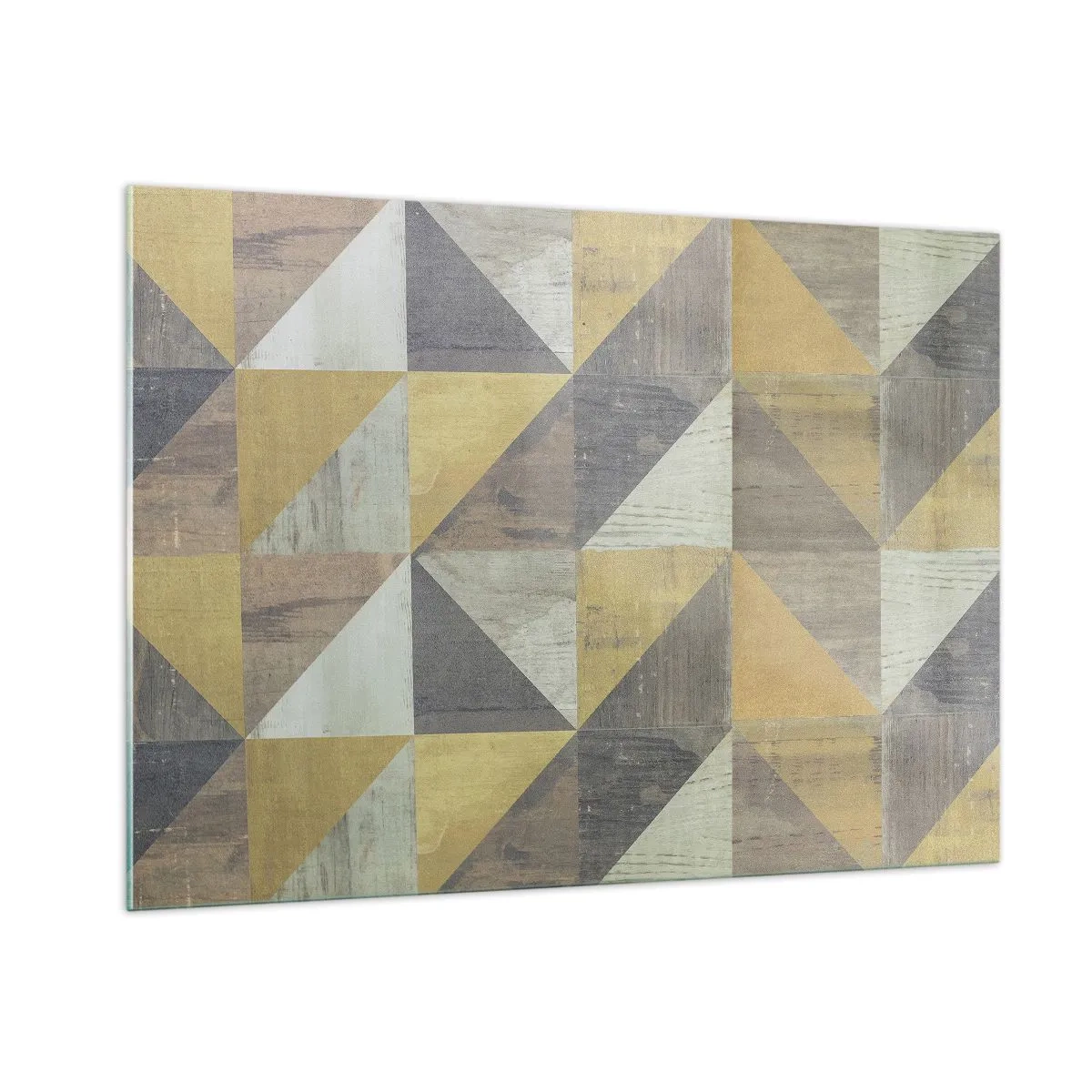 Impression sur verre - Image sur verre - Motif géométrique de triangles aux couleurs sobres - 100x70cm - Suivant l'angle du triangle - Décoration murale moderne pour le salon et la chambre ARTTOR