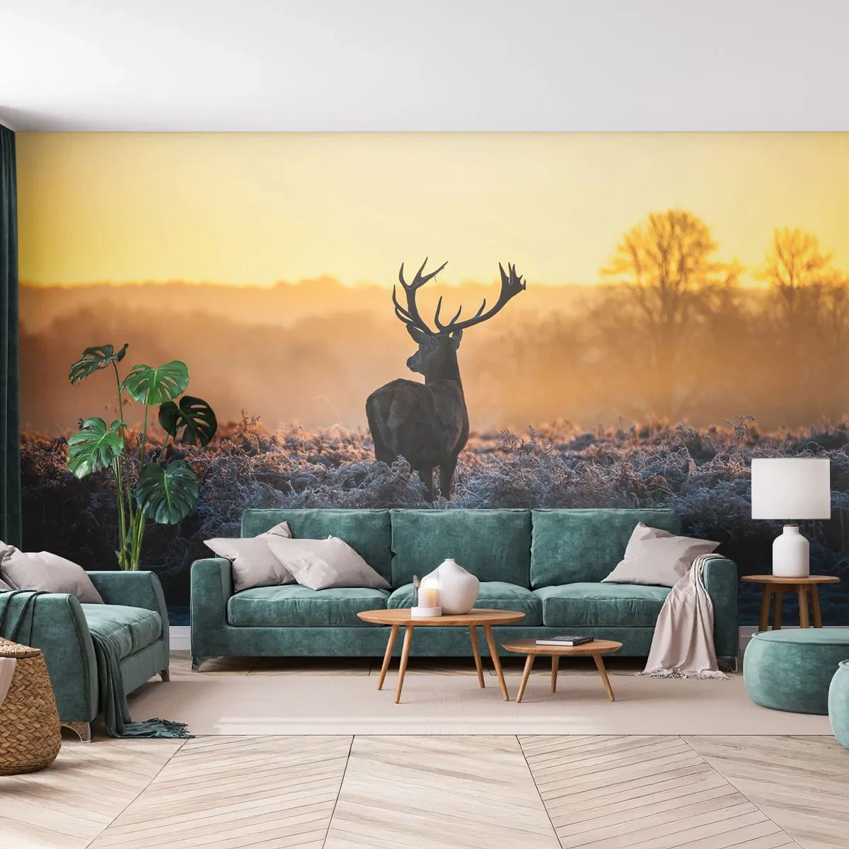 Papier Peint Photo Standard Eco - Couronné pour sa succession - Paysage, Animaux, Cerf - 400x280 cm