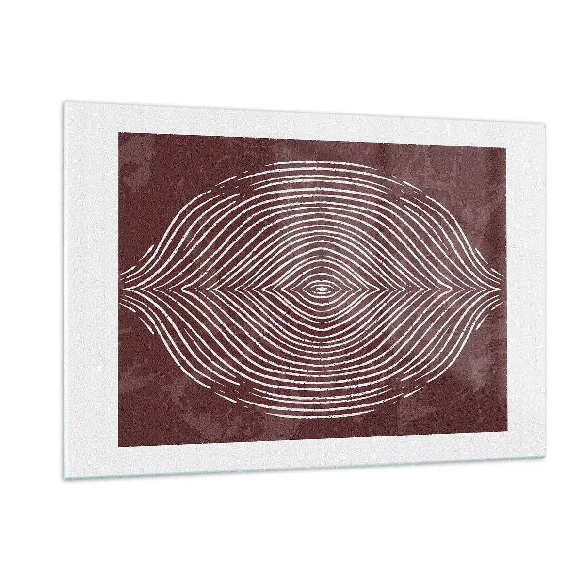 Impression sur verre - Image sur verre - Lignes symétriques en forme d'œil sur fond bordeaux - 120x80cm - L'espace parle - Décoration murale moderne pour le salon et la chambre ARTTOR