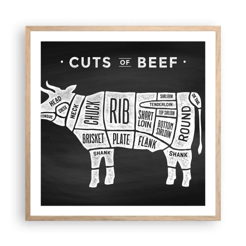 Affiche dans un chêne clair - Poster - L'art de la découpe - 60x60 cm