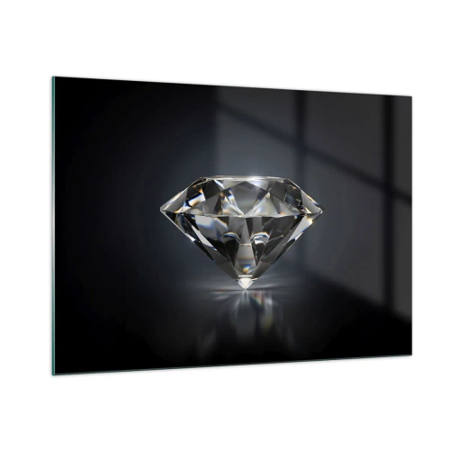 Impression sur verre - Image sur verre - Un diamant étincelant sur un fond sombre dans un arrangement élégant - 100x70cm - La meilleure amie - Décoration murale moderne pour le salon et la chambre ARTTOR