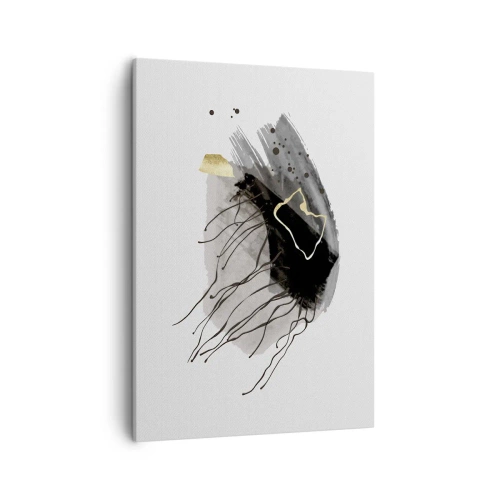 Impression sur toile - Image sur toile - Une composition abstraite avec des accents de noir et d'or. - 50x70cm - En noir et en or - Décoration murale moderne pour le salon et la chambre ARTTOR