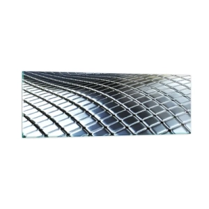 Impression sur verre - Image sur verre - Vague argent métallique - 90x30 cm