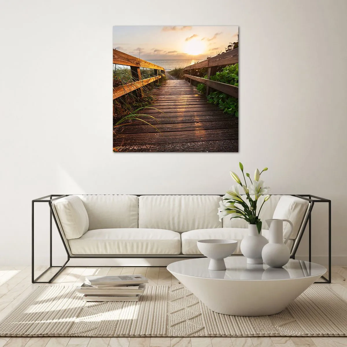 Impression sur verre - Image sur verre - Tout droit vers le rivage - 50x50 cm