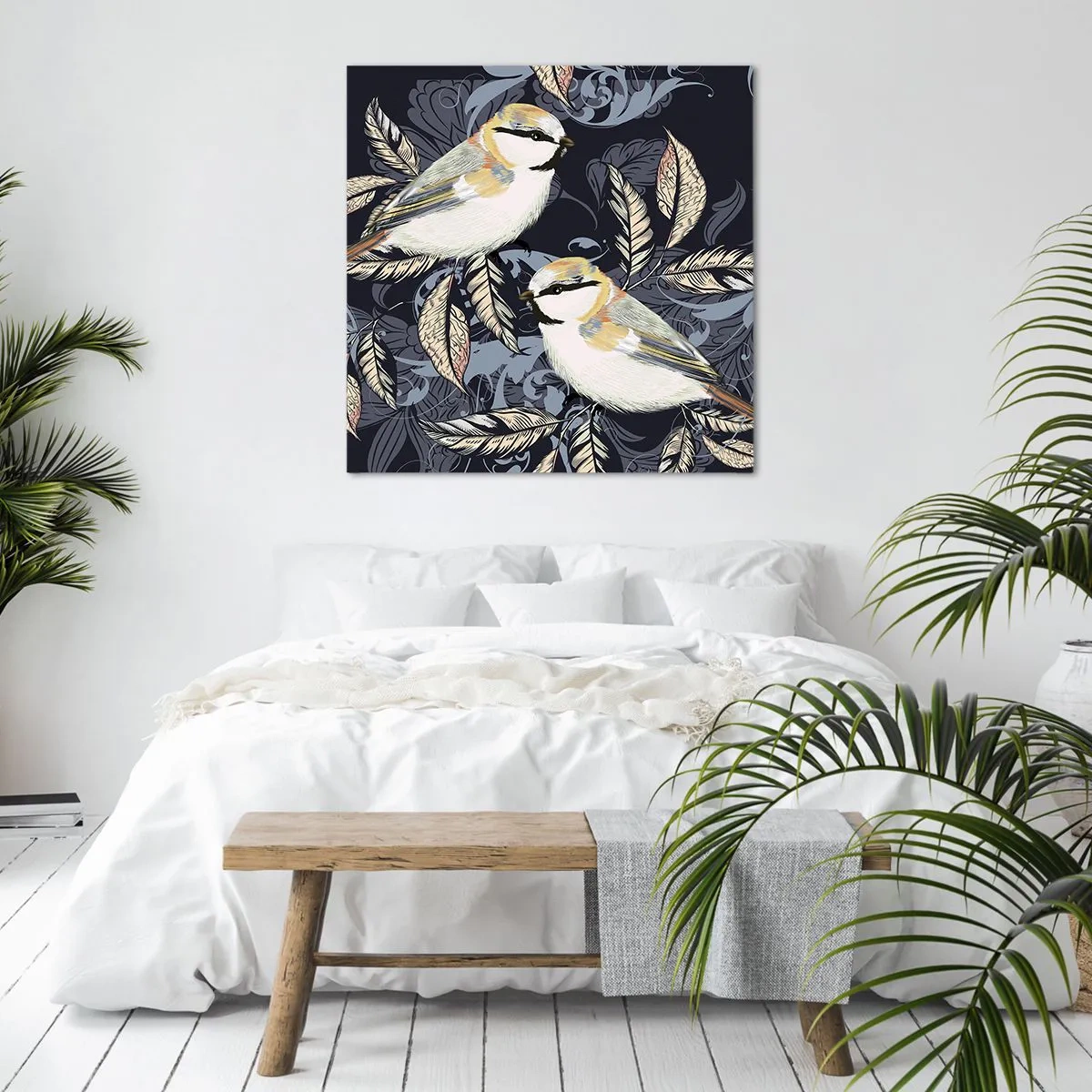 Impression sur toile - Image sur toile - Babillement jaune et bleu - 70x70 cm